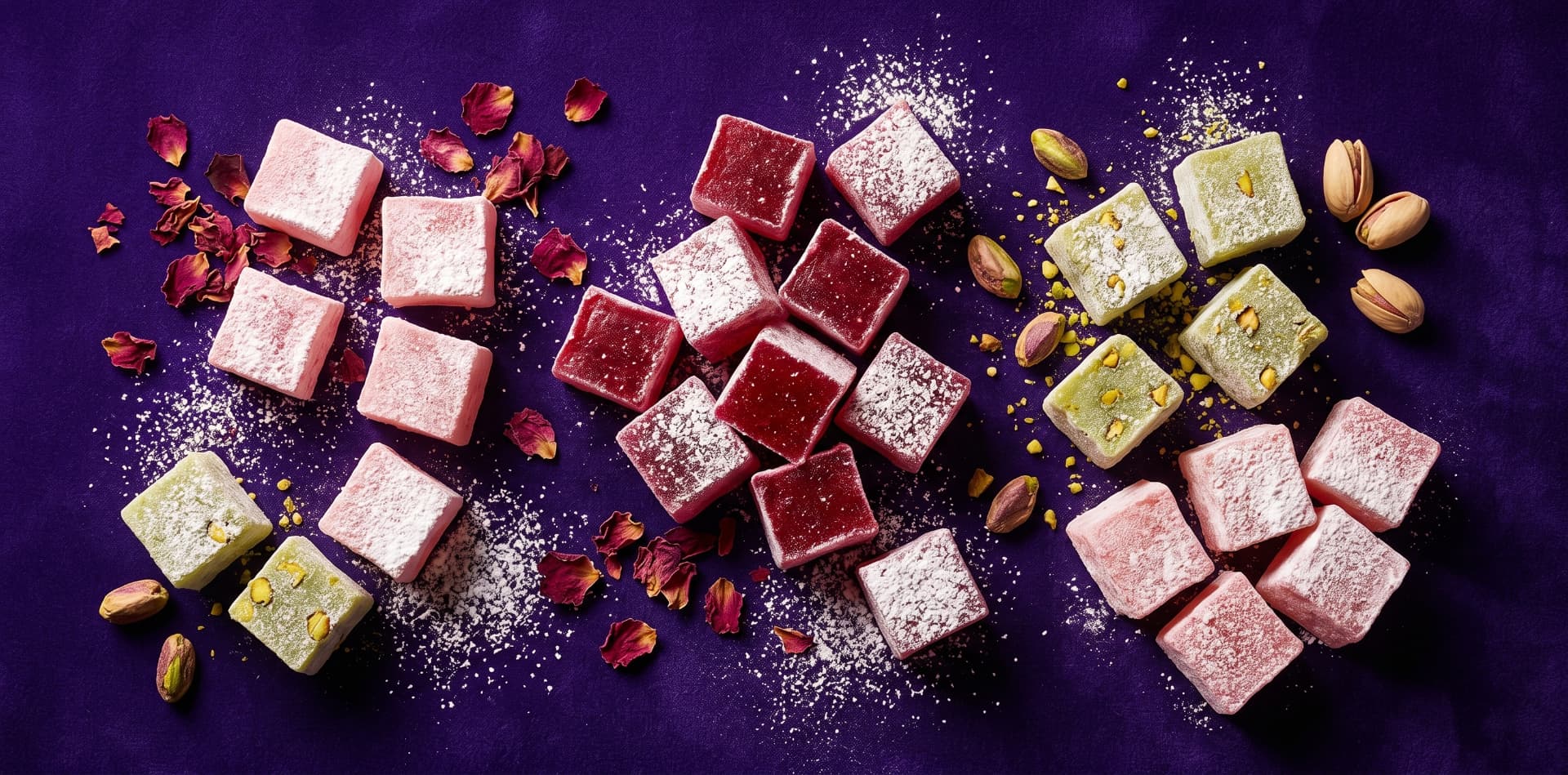 Turkish delight lokum with rose, pomegranate and pistachio flavours — UAE confectionery production | FlavourShop.ae